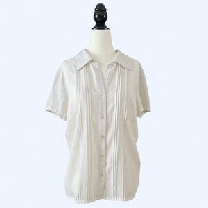 Vintage El Corte Ingles White Travel Button Up Shirt Vacation Cabana 2XL